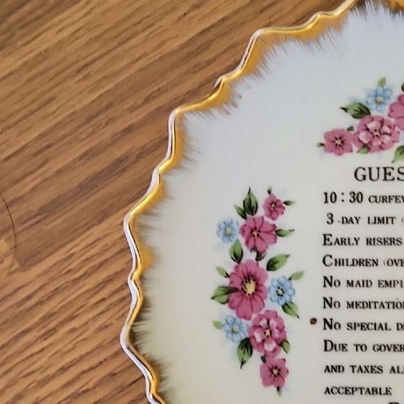Vintage Guest Rules Plate Made in Japan Ceramic Gold Trim - Picture 5 of 7